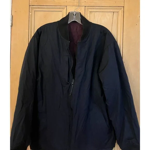 BYLT Mens Hi-Lo Reversible Quilted Maroon Bomber Jacket Size XL Black FA EXC - Picture 3 of 10